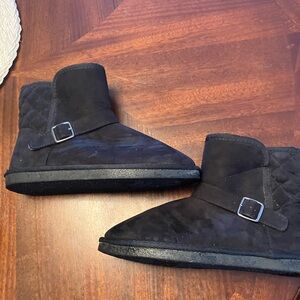Black Faux fur  Ankle Boots with Buckle